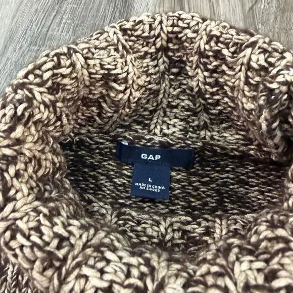 Gap Women’s Size L Turtleneck Knit Sweater Natural Wool/Cotton Blend Brown - Picture 3 of 10